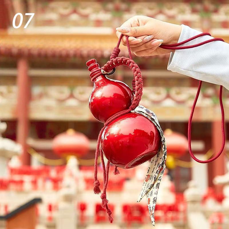 Vintage Chinese Style Gourd Water Bottle 500ML Outdoor Portable Glass Water Kettle Gourd Water Bottle Soaking Wine Flagon Gift as shown