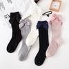 Chaussettes solides pour enfants avec nœuds, chaussettes en coton pour bébés filles, chaussettes longues et douces pour tout-petits, chaussettes hautes de princesse pour filles, nouvelle collection printemps automne 2022