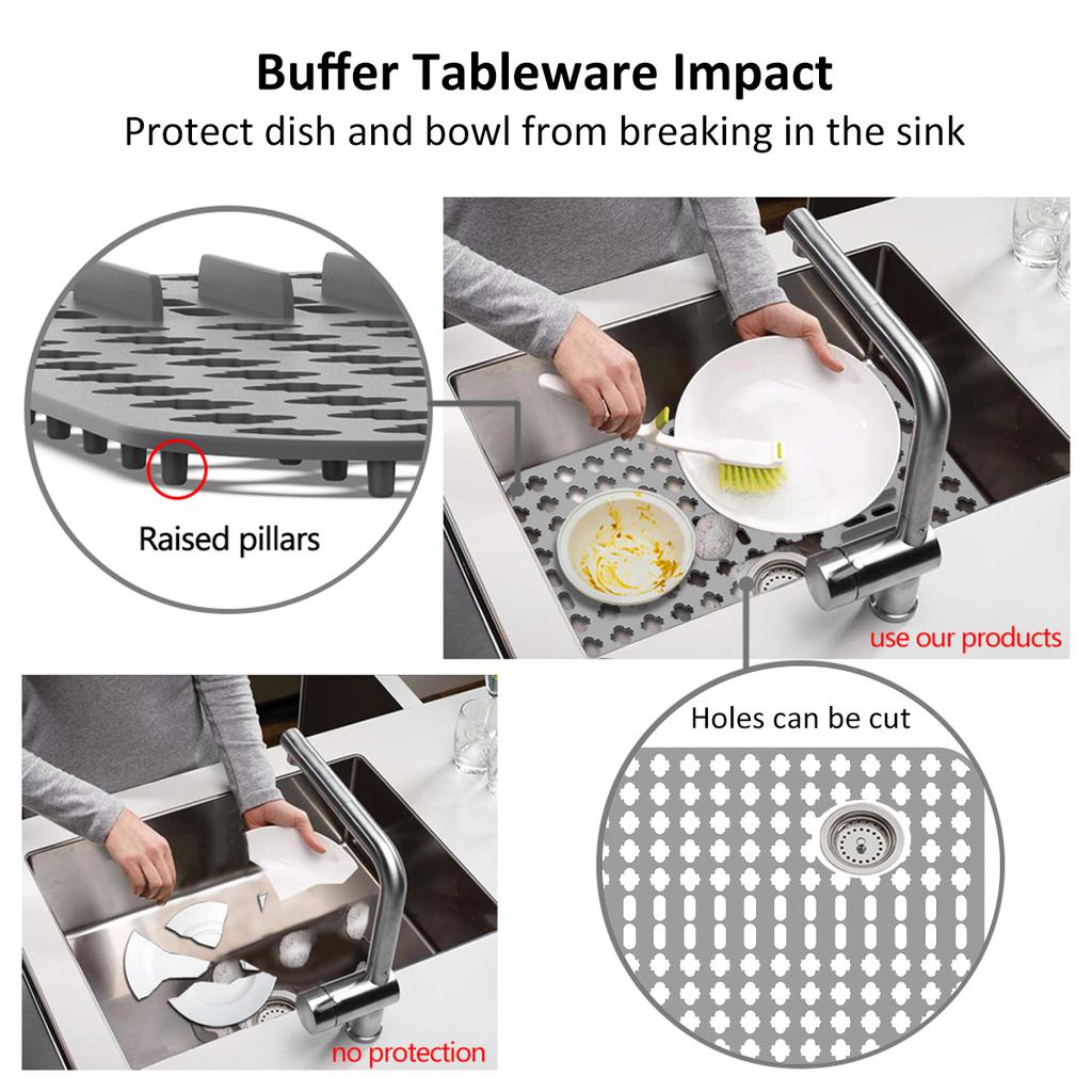 Chrániče kuchyňského dřezu Velká protiskluzová silikonová podložka pod dřez Chrániče dřezu z nerezové oceli Dno Tepelně odolná podložka pod dřez