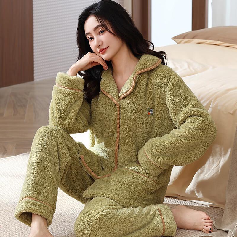 OEING Women's Coral Fleece Warm Pajama Set