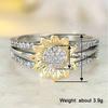 Fresh Style Sunflower Two Tone Ring for Women Party Holiday with Shiny CZ Woodland Accessories Daily Gentle Jewelry Gift