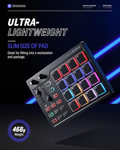 Donner STARRYPAD MIDI Controller, 16 Pads, USB Type-C, Music Production, Backlit, Japanese Instruction Manual