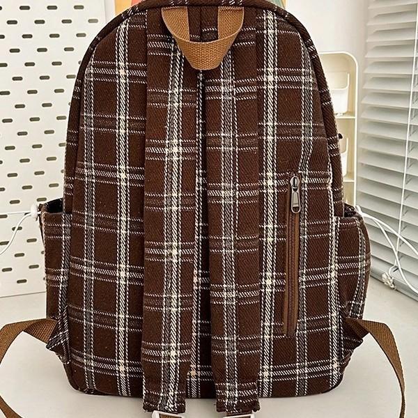 Schoolbag Japanese ins literary style soft sister plaid travel small backpack spring new high-value college student backpack