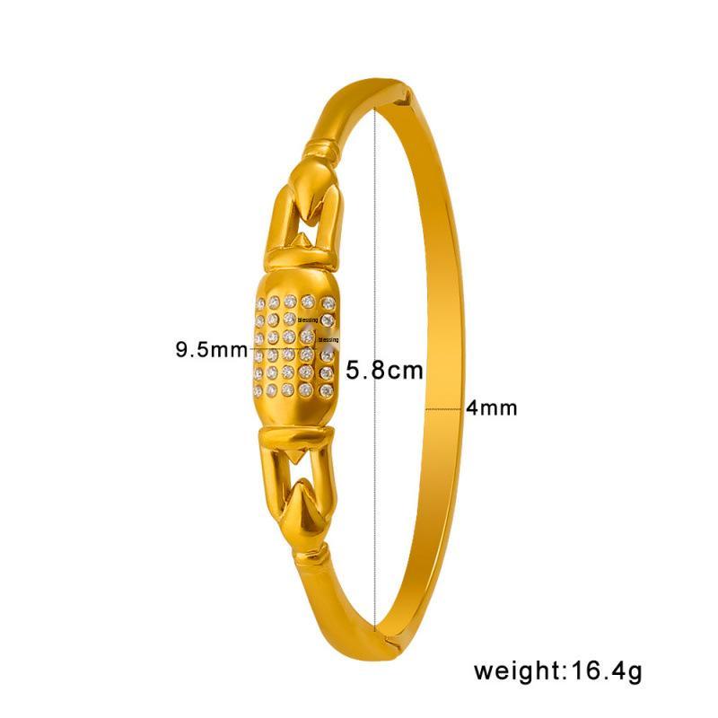 18K Gold Plated Geometric Zircon & Titanium Steel Bracelet for Women