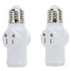 2 Stück 3-poliger Lampenfassungs-Adapterstecker Weiß E26 Glühbirne Steckdosenadapter Konverter
