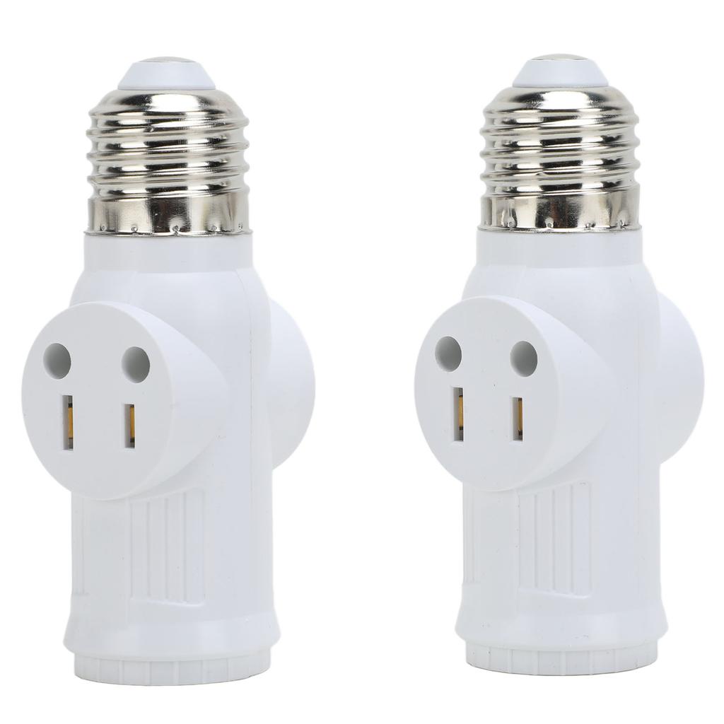 2 Stück 3-poliger Lampenfassungs-Adapterstecker Weiß E26 Glühbirne Steckdosenadapter Konverter