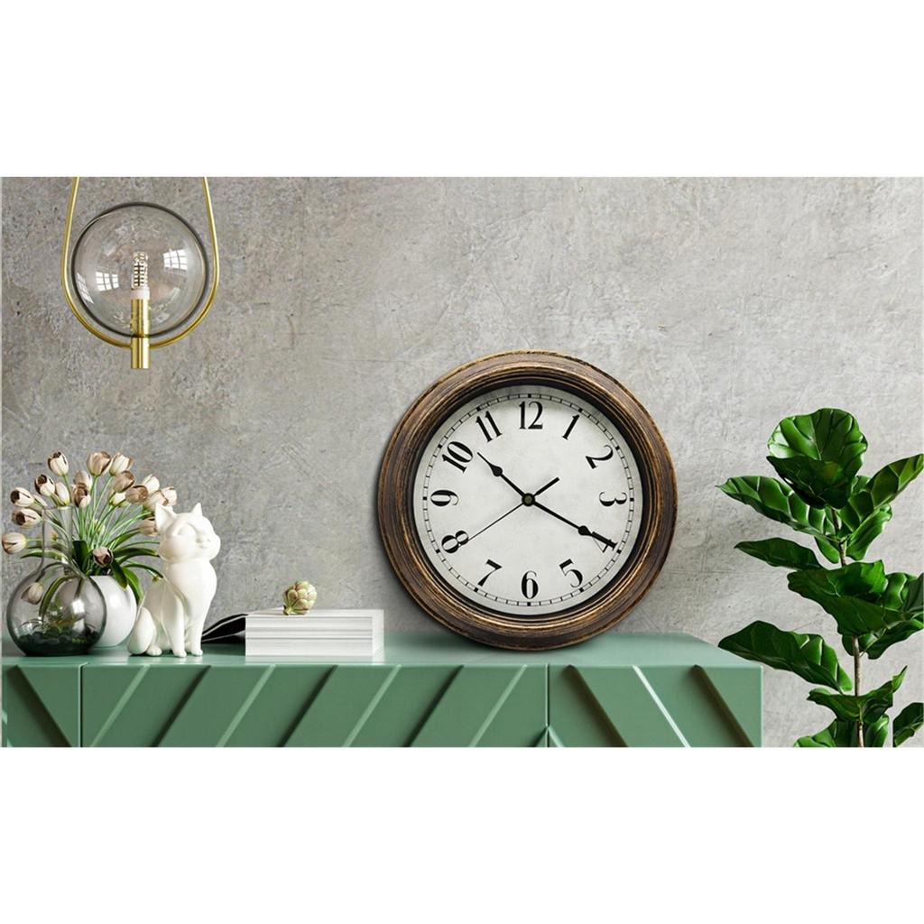 Modische Retro-Wanduhr 33cm braun leise Wanduhr Heimdekoration