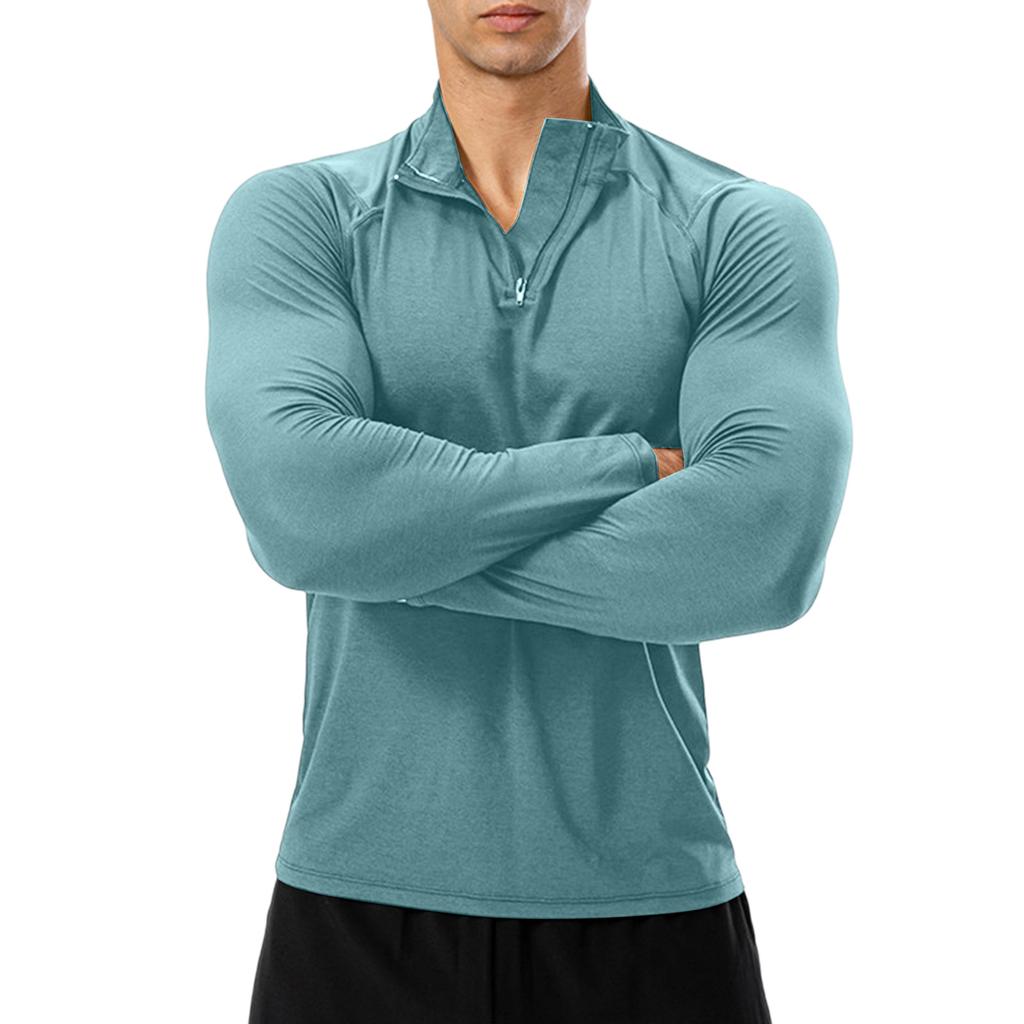 Men's  Fitness  Sports  Quick To Dry  Half Zipper  Self-Cultivation  Pullover  Long Sleeves  Hoodie