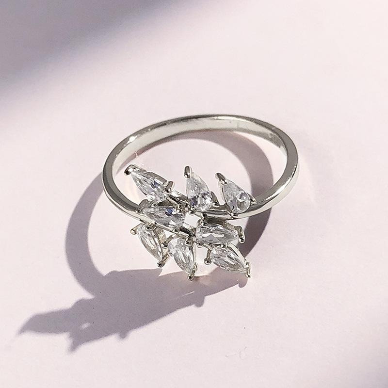 Geometric Design Ring Woman, Niche Personalized Design Jewelry, Leaf Water Drop Ring