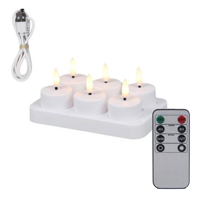 4/6/8/12 PCS Remote Control Christmas LED Candle Light Flameless Rechargeable Tea Light Warm Yellow Candle Lamp Party
