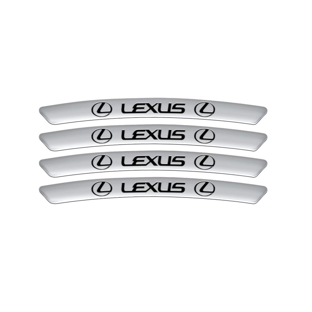 

4Pcs Aluminum Car Wheel Rim Sticker Decoration Decals Accessories For Lexus LS LC IS350 ES300h ES300 IS250 IS220d NX350h CT200h срібний