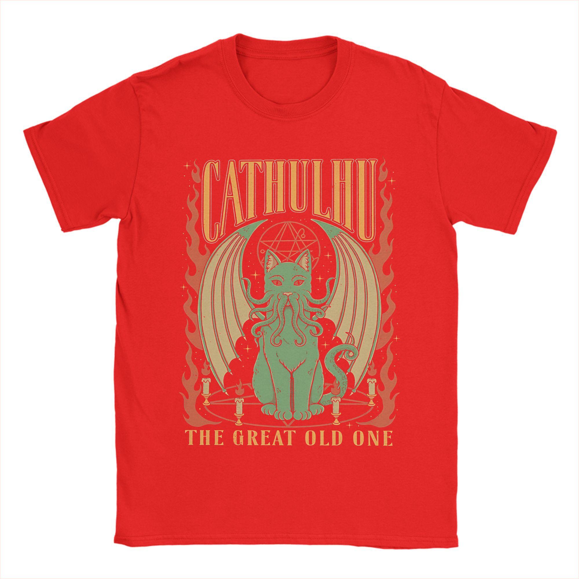 Men s T-Shirts Cathulhu Creative Pure Cotton Tees Short Sleeve  T Shirt Round Neck Clothing New Arrival S