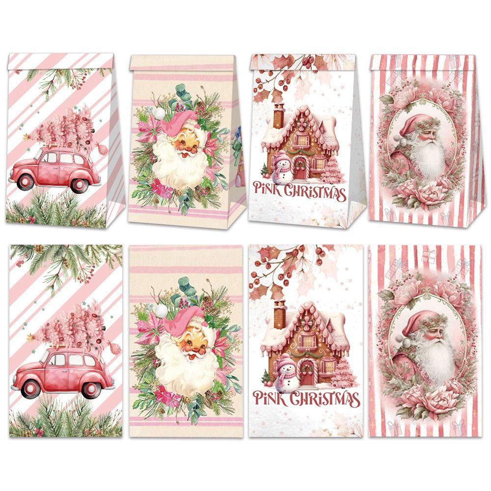 Santa Claus Christmas Candy Gift Box Snowflake Christmas Paper Packaging Bag  Carrying Case