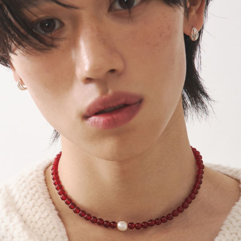 Tout Red Brick Ball Necklace