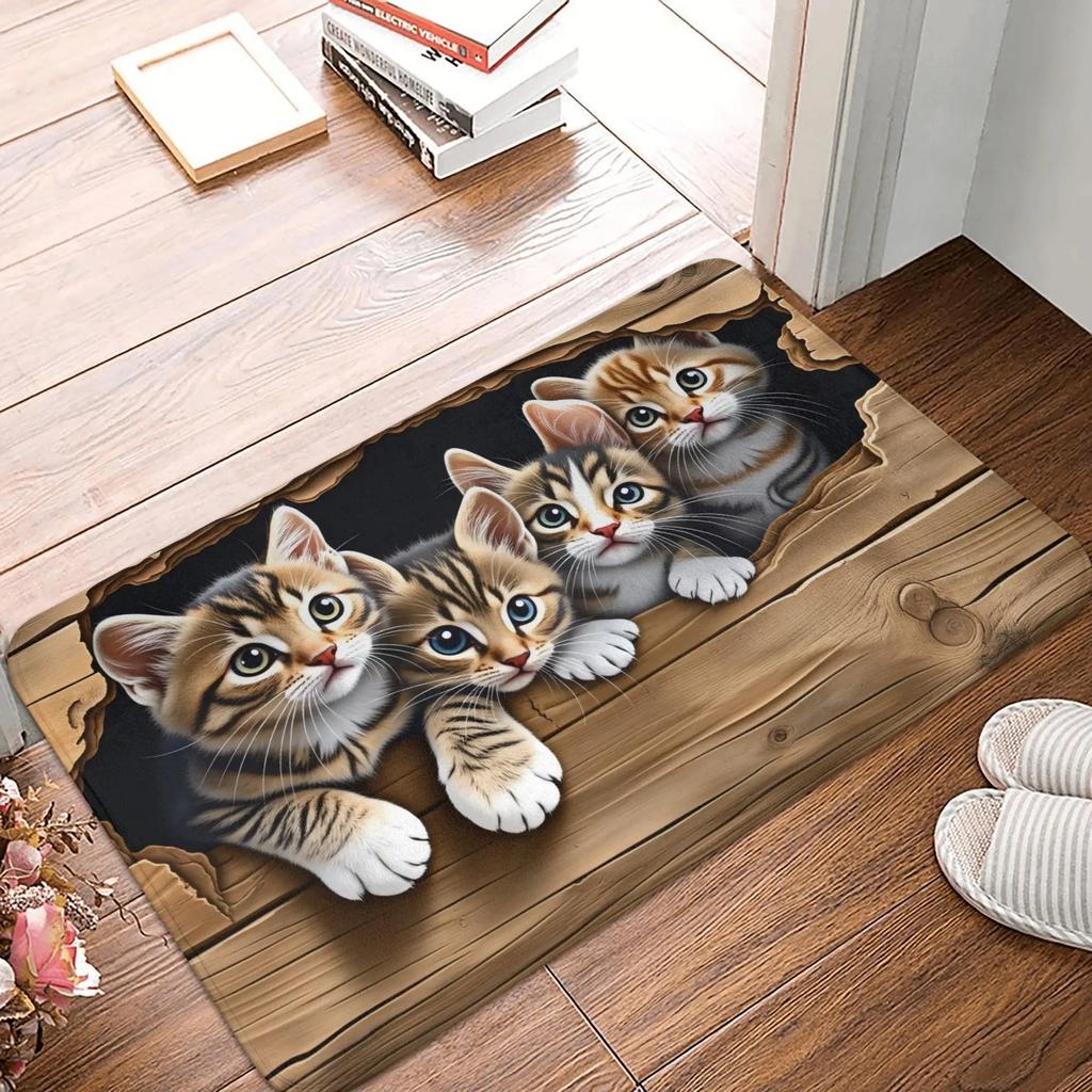 Cute Pet Animal Shaped Carpet Cute Kittens and Puppies Door Mat Entrance/Exit Foot Mat Living Room Bedroom Non Slip Door Mat