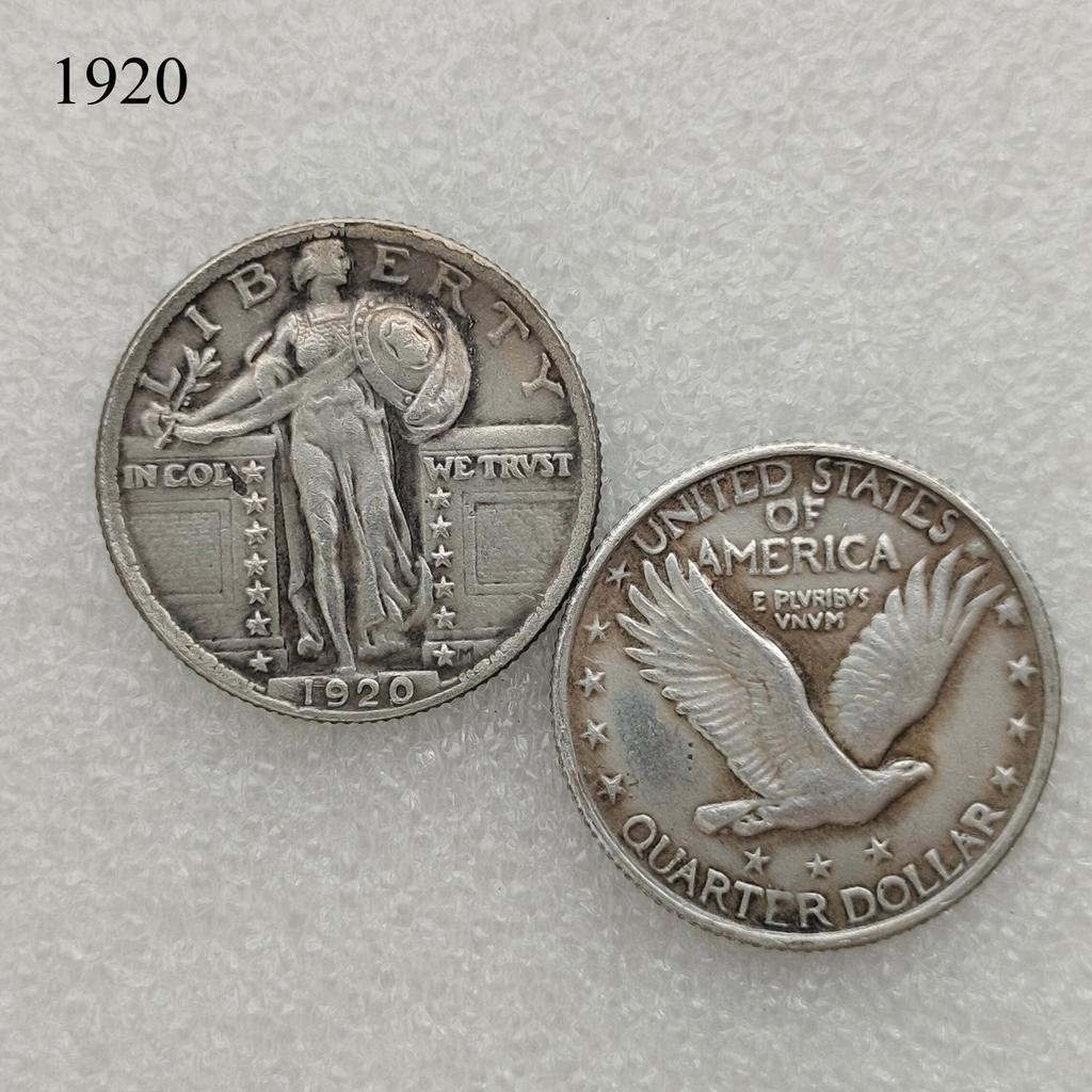 Antique American Liberty 25 Cents Coin, 1916-1930, Optional Brass or Silver Plated