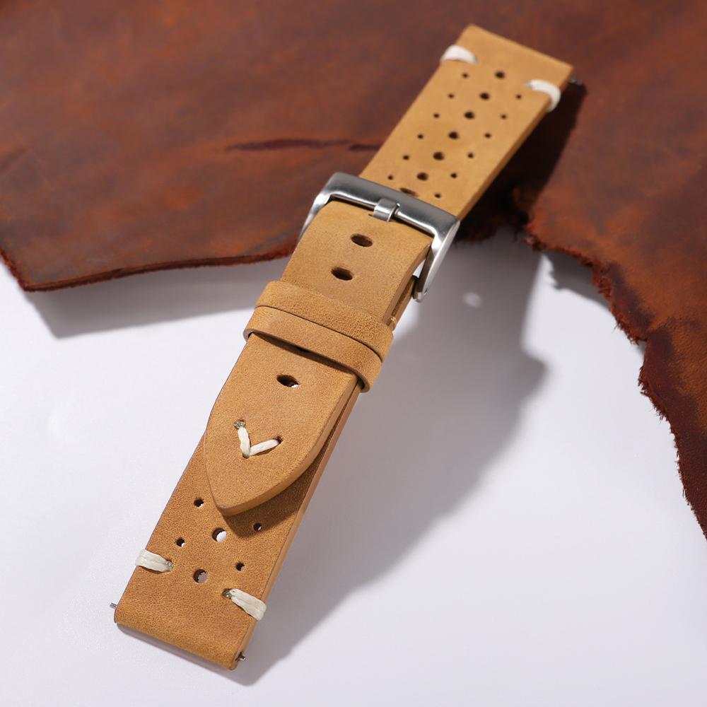 20mm 22mm Prémiový Originální Olejový Vosk Měnící Barvu Kožený Řemínek Rychloupínací Retro Řemínek z Telecí Kůže Univerzální Řemínky pro Muže Ženy