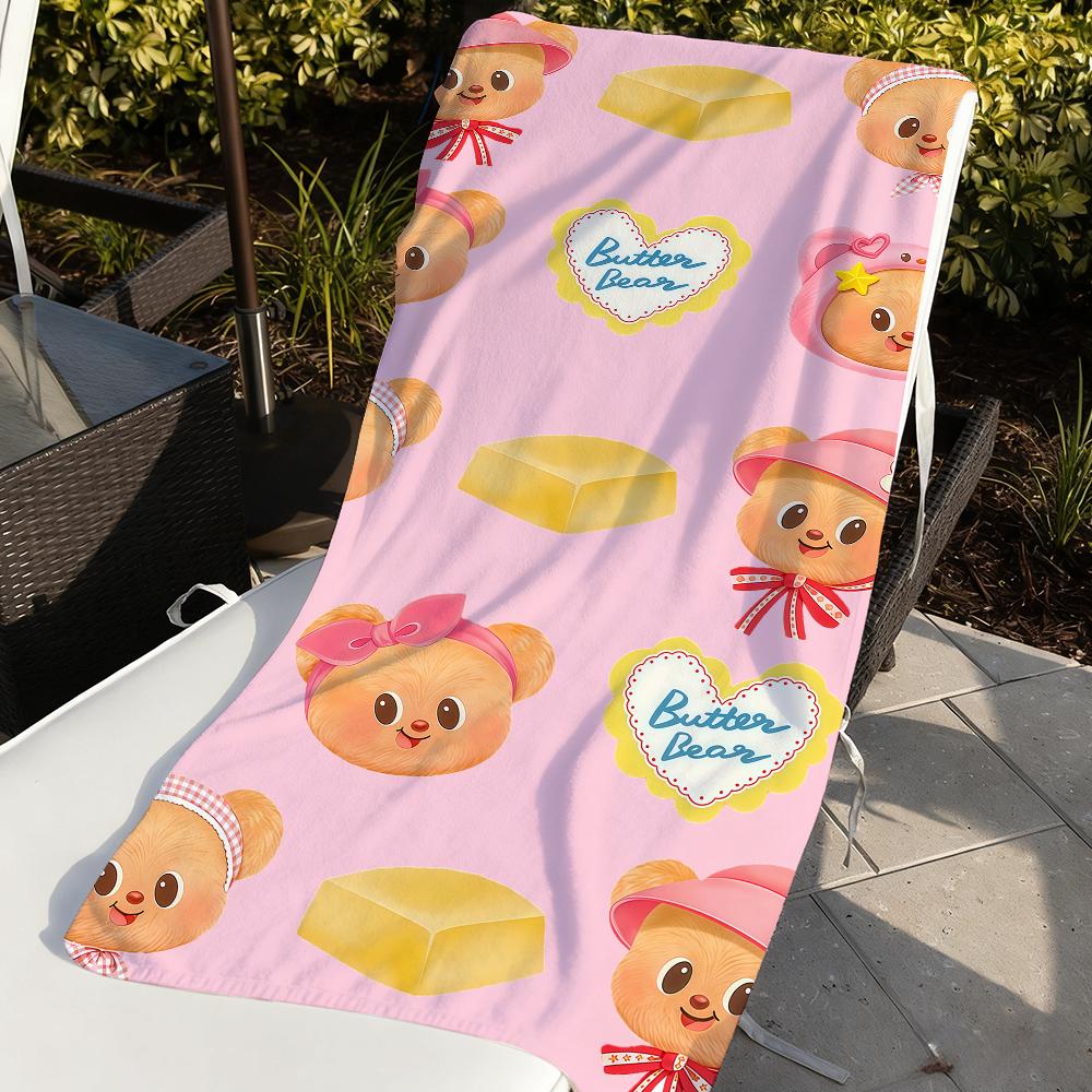 Cute Cartoon B-Butterbear Beach Towel For Beaches Yoga Studios Gyms Hot Springs Swimming Pools And Picnics