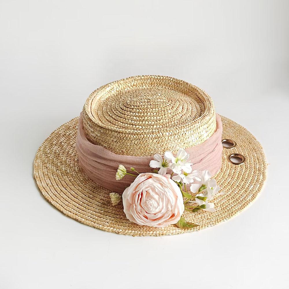 Women Raffia hat French style Summer Straw Sun Hat Women Wide Brim Beach Cap Breathable Hollow Holiday Panama hat Leather Bow