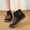 Large Size Fringed Flat Bottom Short Boots Women's Autumn and Winter European and American Rivet Belt Buckle Martin Boots Suede Casual Boots