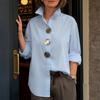 Women Stand Collar Long Sleeve Shirt with Button Front Loose Fit Blouse for Casual and Office Wear Suitable for All