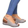 Fashion flat-bottomed wedge heel square buckle fish mouth sandals women's summer large-size thick-soled buckle women's sandals