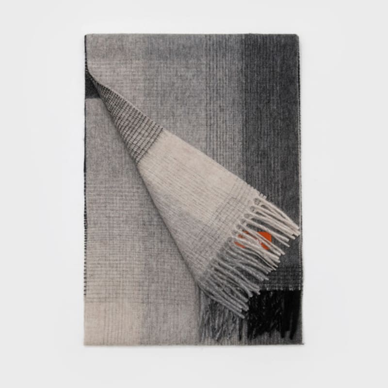 RECLOW EENY CHECK wool 100% MUFFLER BLACK GRAY