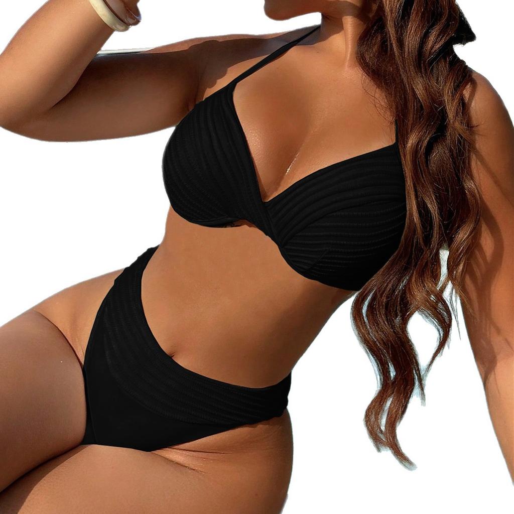 Outer Single Swimsuit Solid Color Sexy Bikini Women'S Split Swimsuit With Steel Tray Bikini D533R