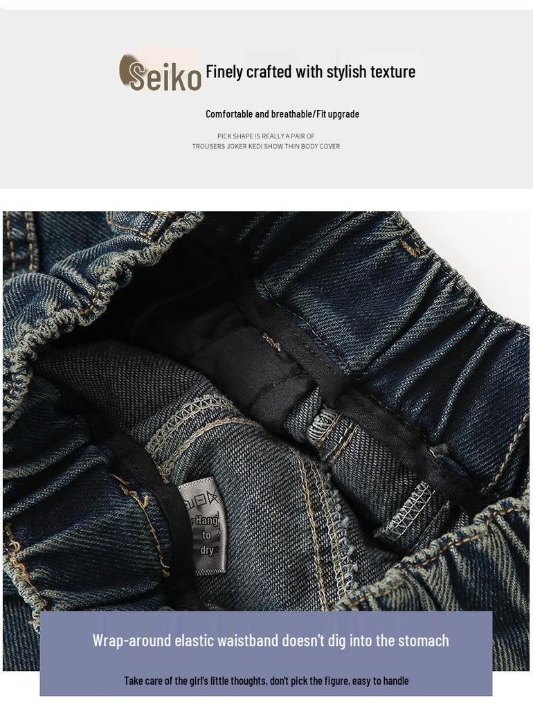 Girls' 2025 Fleece-Lined Wide-Leg Denim Pants - Autumn/Winter Style
