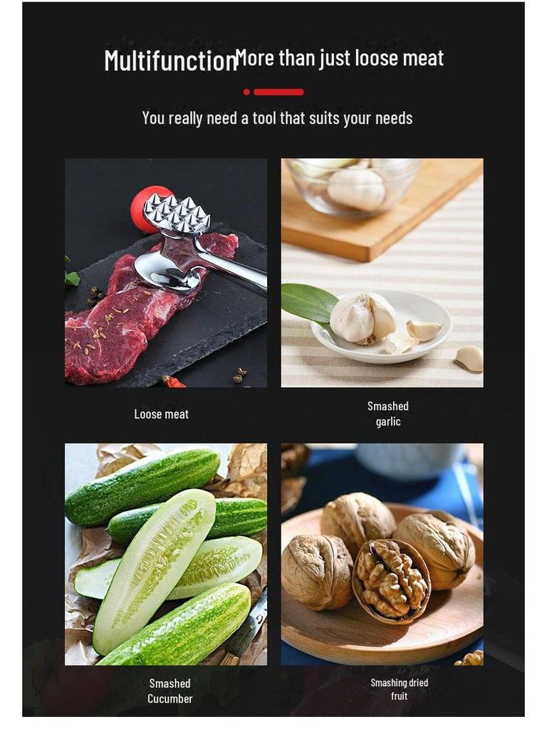 Double-sided Zinc Alloy Meat Tenderizer Hammer - Kitchen Tool for Breaking Tendon and Loosening Meat