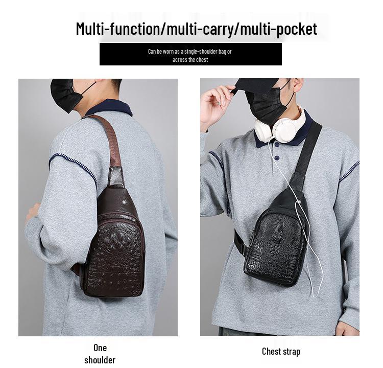 Men's Trendy Minimalist PU Leather Crossbody Bag – Large Capacity, Multi-layer, Casual Outdoor Sports Style