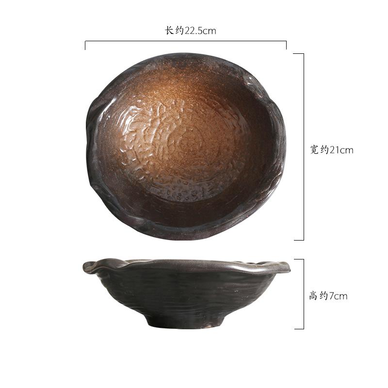 Irregular Ceramic Deep Bowl Retro Fruit Salad Bowl Thick Soup Bowl Noodles Bowls Dessert Bowls Restaurant Specialty Tableware