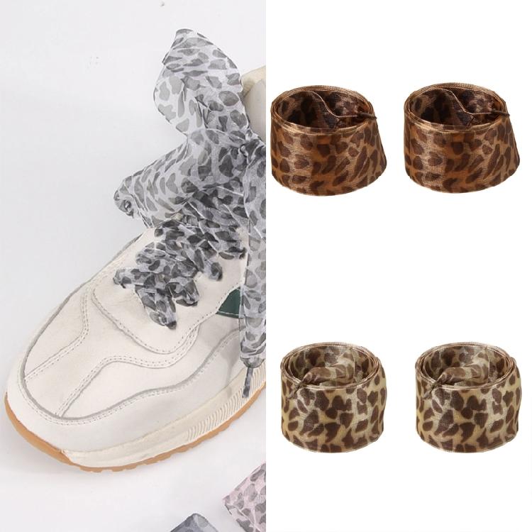 1 Pair Leopard Print Sheer Gauze Shoe Laces for Women Casual Shoes Sneakers 4CM Width Decorative Shoelaces Shoestrings
