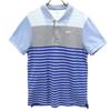 Border Pattern Short Sleeve Polo Shirt M Blue Fawn Men's Used