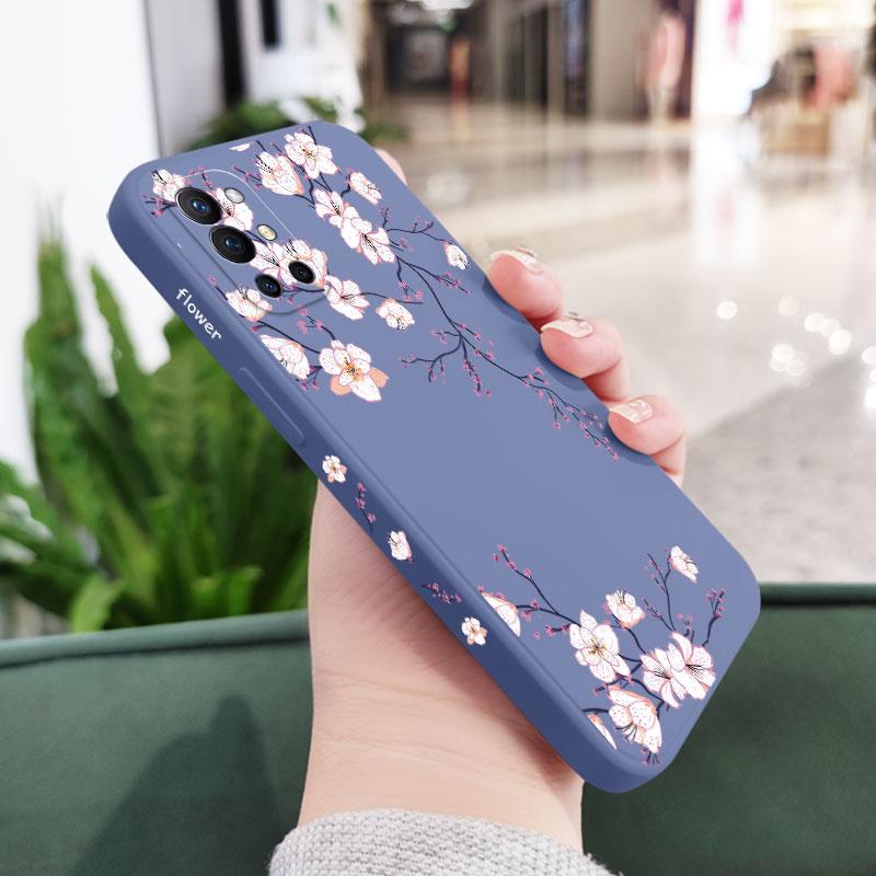 Plum Blossom Phone Case For Oneplus 11 11R 10 10R 10T 9R 9RT 9 8T 8 7 7T Pro 5G Liquid Silicone Cover