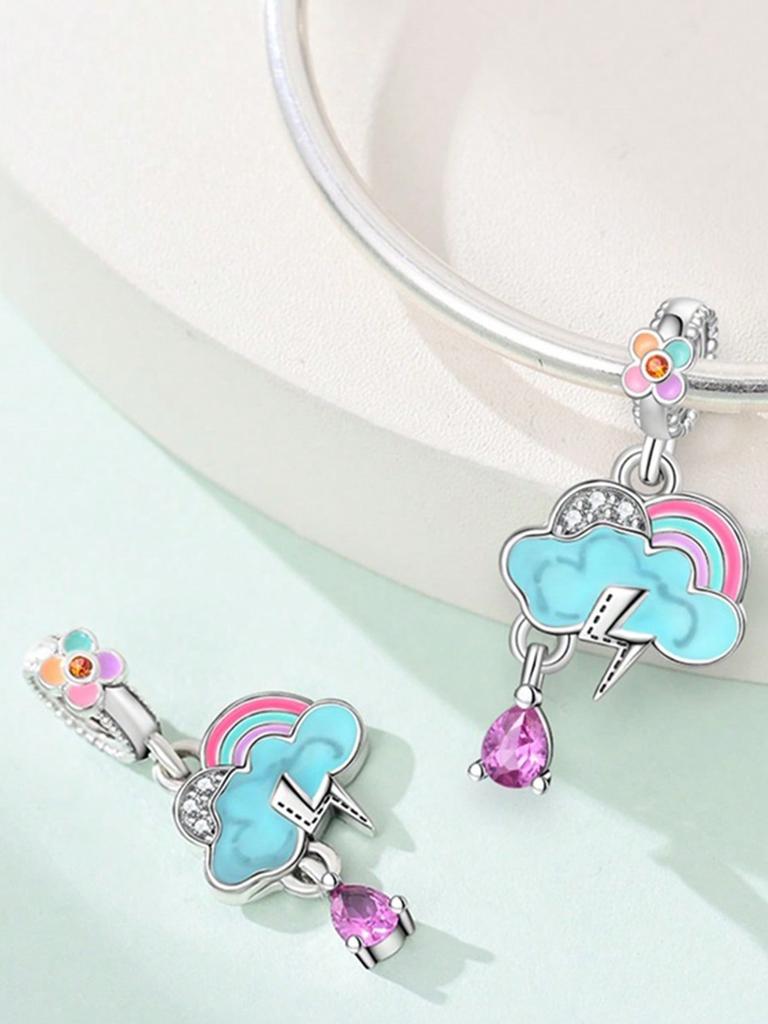 Copper Colors Rainbow Balloon Cat After The Rainbeads Charm Pendant For Original Bracelet For Women Diy Jewelry Love Gift