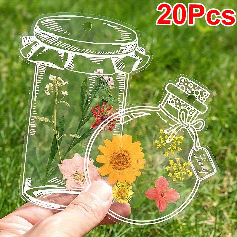 

20PCS Plastic Wrap Leaves Frame Type Handmade Bookmarks Handmade DIY Dried Flowers Artistic Transparent Sticker Specimens Plants 20pcs