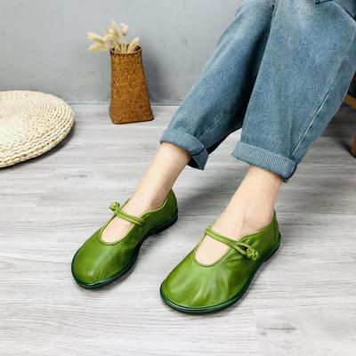 Chaussures plates pour femmes, bout rond, décontractées, peu profondes, douces, concises, faites à la main