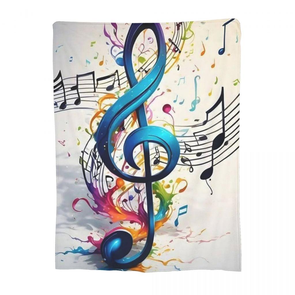 Colorful Musical Note Music Score Blankets Soft Warm Flannel Throw Blanket Bedspread for Bed Living Room Picnic Travel Home Sofa