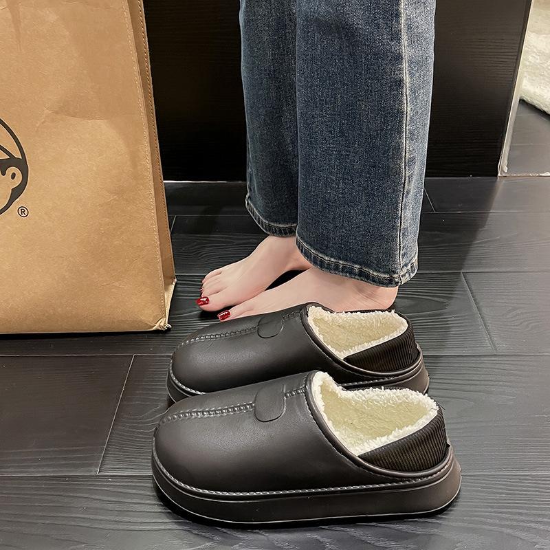 Women's & Men's Non-Slip Waterproof Cotton Slippers - Winter 2025 New Style, Indoor Closed-Toe Design for Couples.