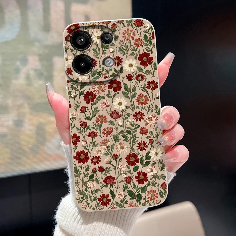 Case For Redmi Note13 13Pro 13 Pro+ Oil Painting Flower Anti-fall Minimalist Protector For Xiaomi Redmi Note 13 Pro Plus Funda