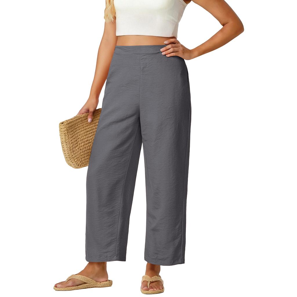 Women's Loose Wide-Leg Pants, Casual Loose Cotton-Linen Pants With Pockets
