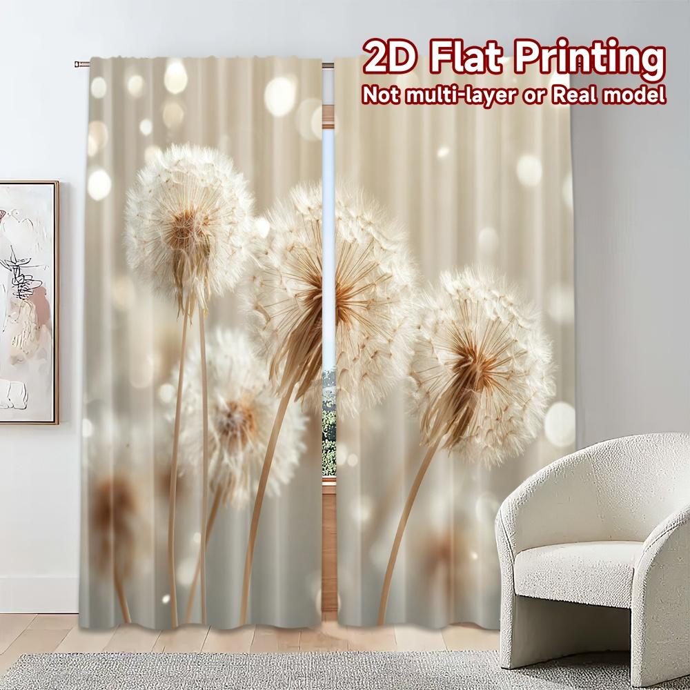 Set Of 2 Flat Printing Curtains Without Rod Dandelion Whisper Popular Window Treatment Fabric Decorations Made Polyester