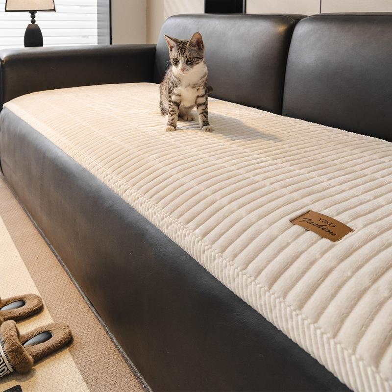 Solid Color Simple Versatile Flannel Sofa Cover Thickened Non-Slip Cushion Sofa Cover Cat Scratch Resistant Slipcover