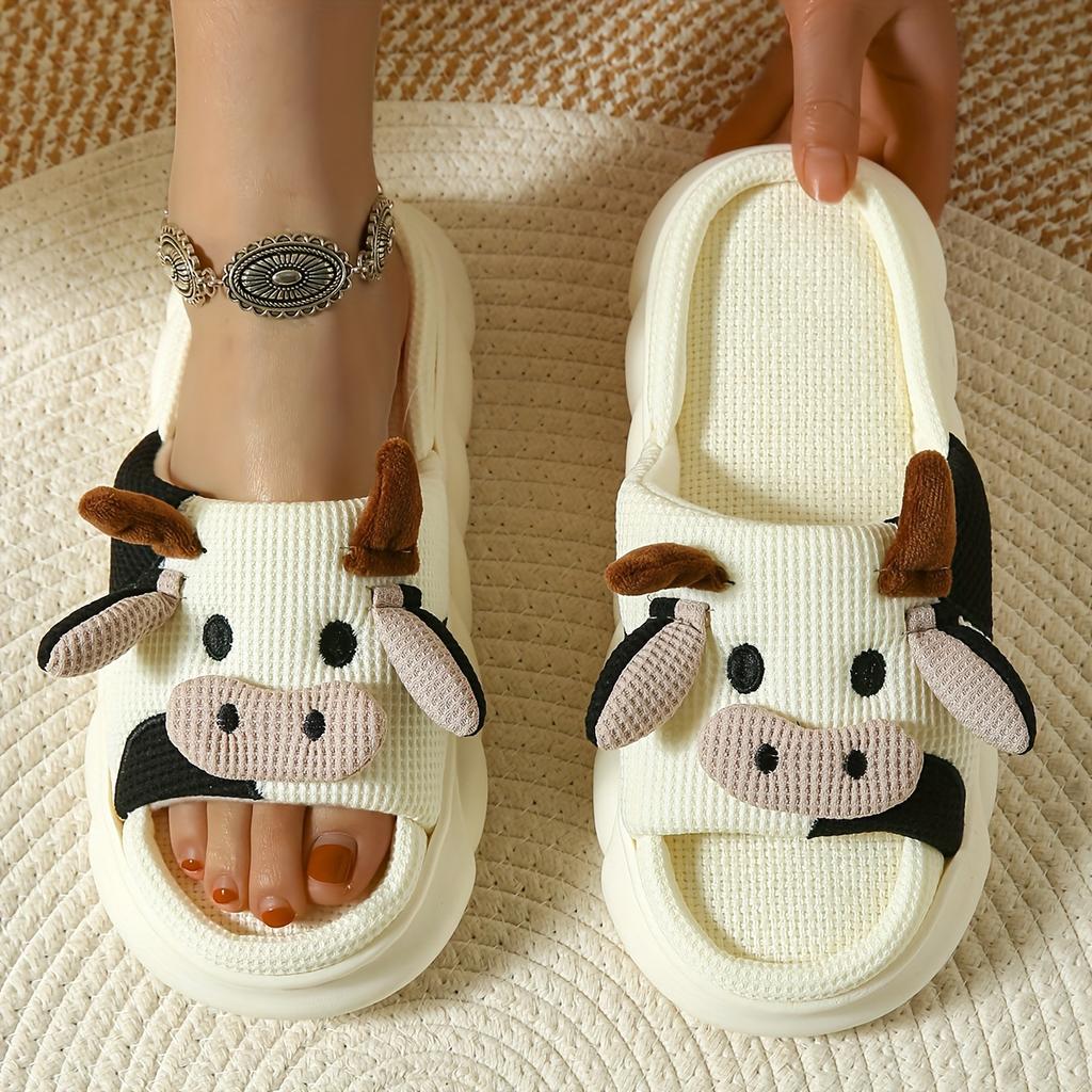 Kawaii Cartoon Novelty Linen Slippers Comfortable Slip-On Soft & Linen Sole Shoes Breathable Non-slip Mute Shoes