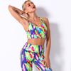 Digital Printed Color Floral Stripe Breathable Yoga Bra Women's Sports Running Fitness Wear