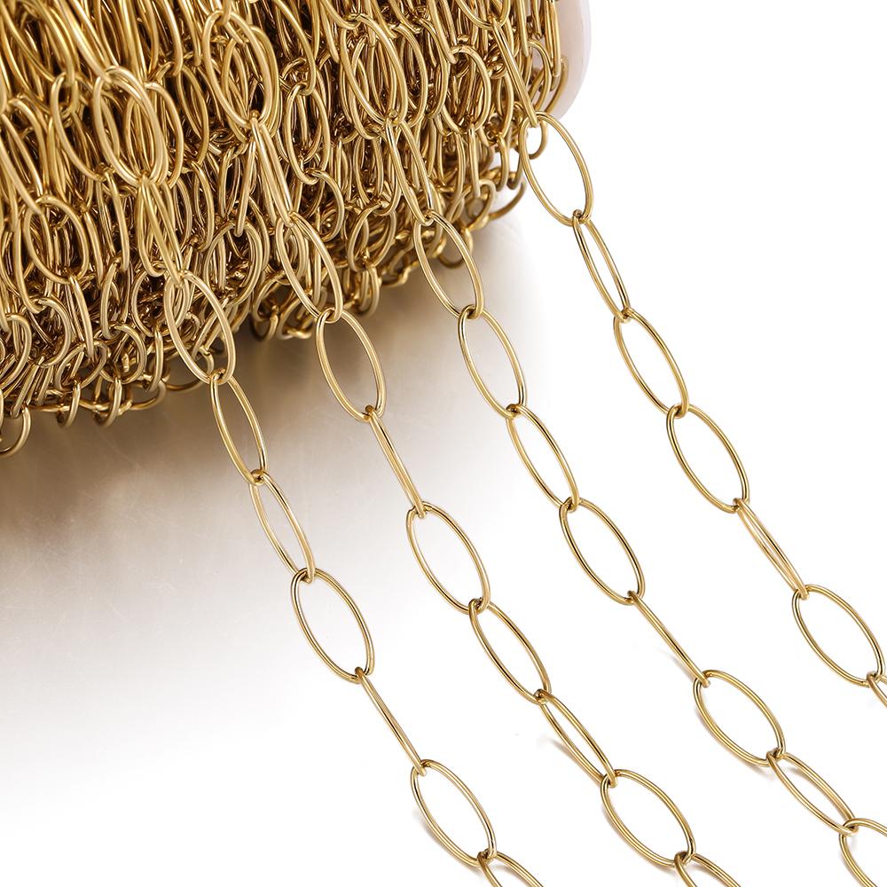 1Meter/Lot 304 Stainless Steel 5 Sizes Oval Shape Handmade Chains for DIY Necklace Bracelets Jewelry Making Accessories