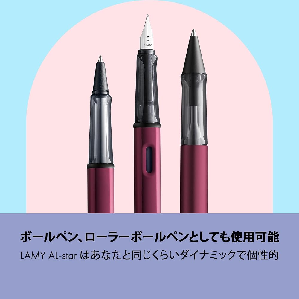 LAMY AL-Star Black Purple Fountain Pen - Ergonomic Grip and Steel Nib Size M - Lightweight Alumin...