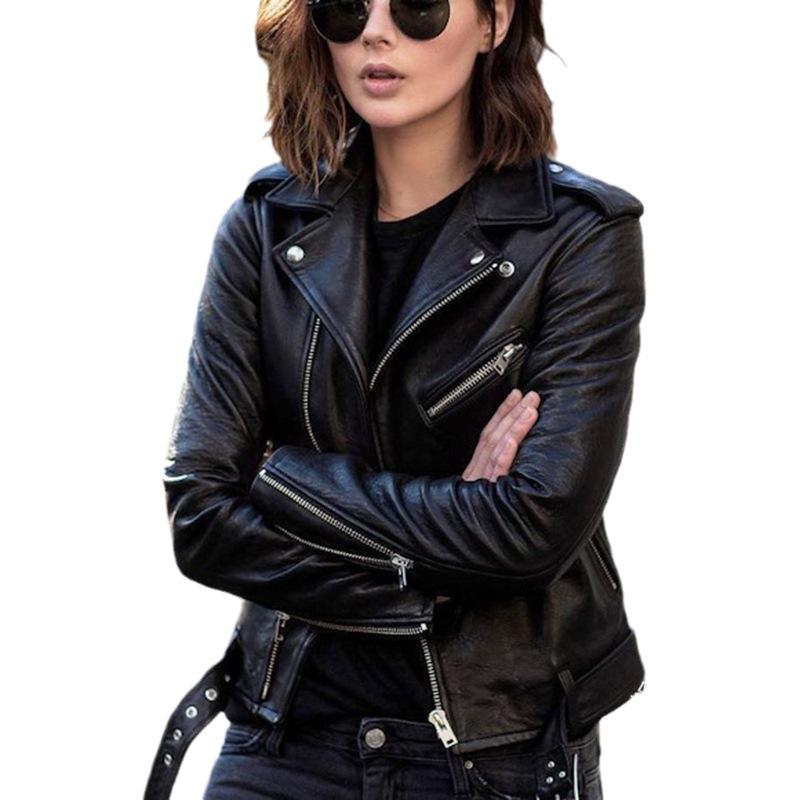 Europäische & Amerikanische Damen Motorrad Lederjacke - Frühling/Herbst, Kurzes Schlankes Design Mode Oberbekleidung 2025.