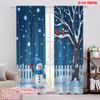 2pcs 2D Flat Printing Christmas Curtains Winter Wonderland Snowman Versatile 100% Polyester Without Electricity Spring for Gold